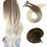 Fshine Virgin Hand Tied Weft Hair Balayage Color 100% Human Hair Bundles (#8/60)
