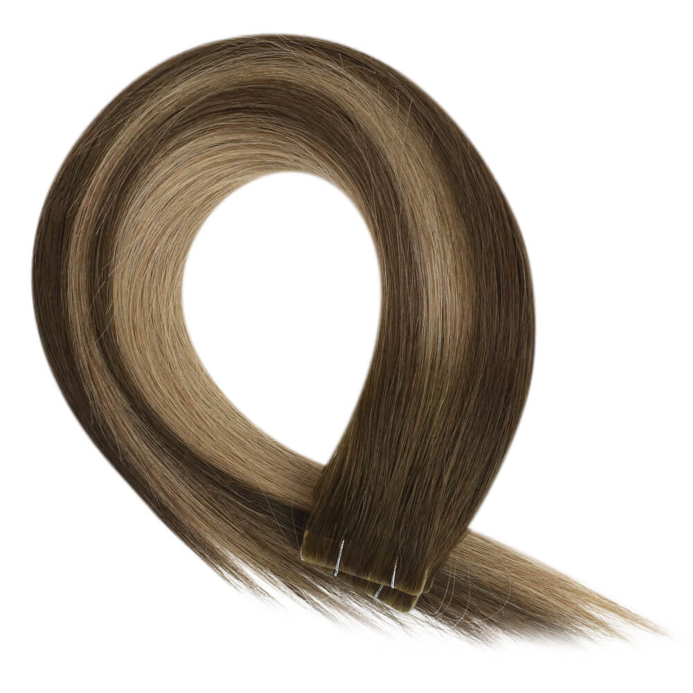 Fshine Seamless Injection Tape in Hair Extensions 100% Brazilian Virgin Hair Blonde Color(#4/27/4) - FShine Shop