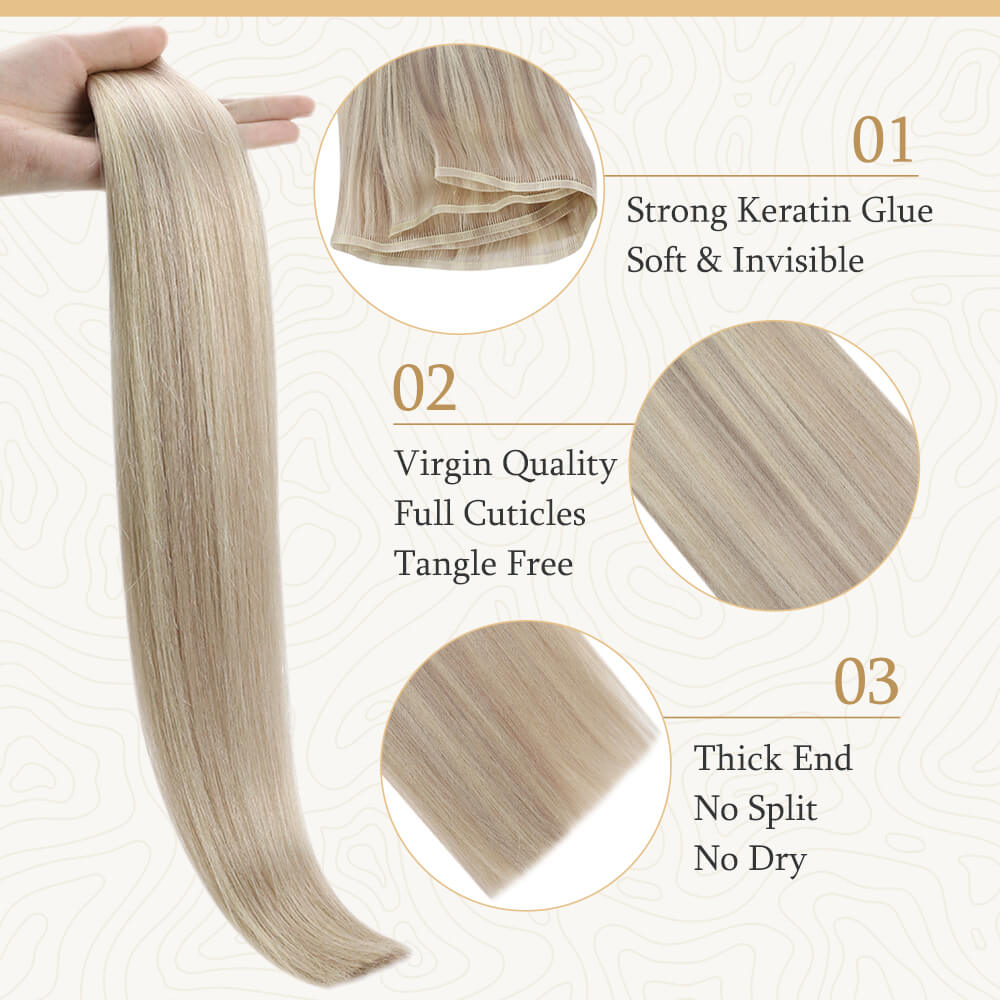 Fshine Virgin Flat Silk Weft Invisible 100% Remy Human Hair Weft Bundles #18P613 - FShine Shop