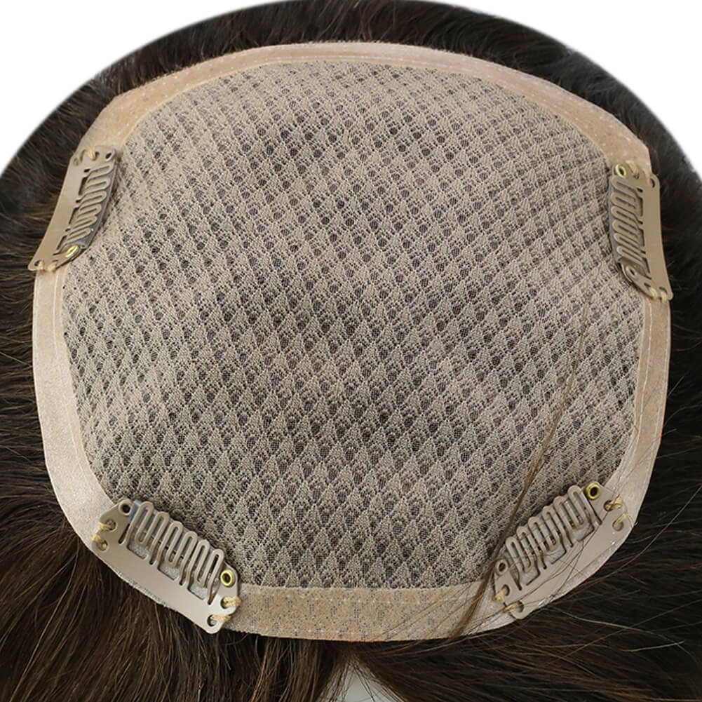 Lace Human Hair Wig Toppers Best Hairpieces For Women Hair Loss Balayage Color #4/27/4 (13cm*13cm) - FShine Shop