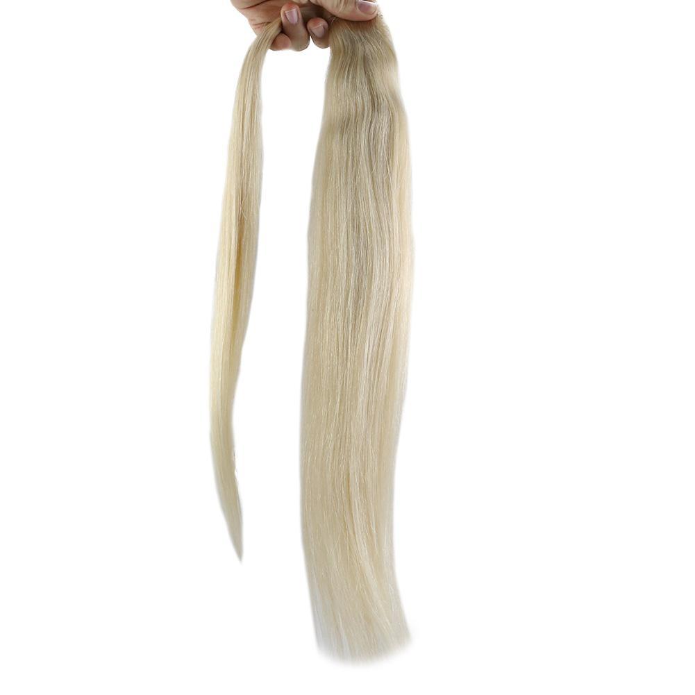 Ponytail 100% Remy Human Hair One Piece Extensions Platinum Blonde(#60) - FShine Shop
