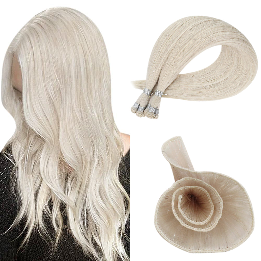 Fshine Handmade Virgin Hair Weft Solid Color White Blonde 100% Hair Sew In Weft Human Hair Bundles(#1000) - FShine Shop