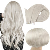 Fshine Virgin Hair Tape in Extensions Human Hair White Blonde #1000
