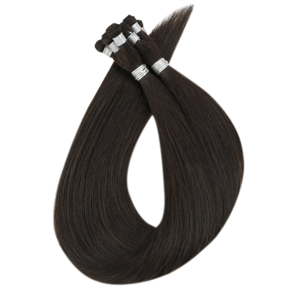 Fshine Handmade Virgin Hair Weft Solid Color Darkest Brown 100% Hair Sew In Weft Human Hair Bundles(#2) - FShine Shop