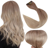 Up To 73% Off Clip in Extensions 100% Remy Human Hair Balayage Color (12t/24)