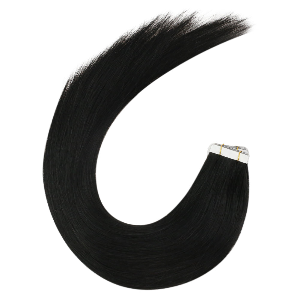 Up To 73% Off Virgin Hair Tape in Hair Solid Color Jet Black (#1) - FShine Shop