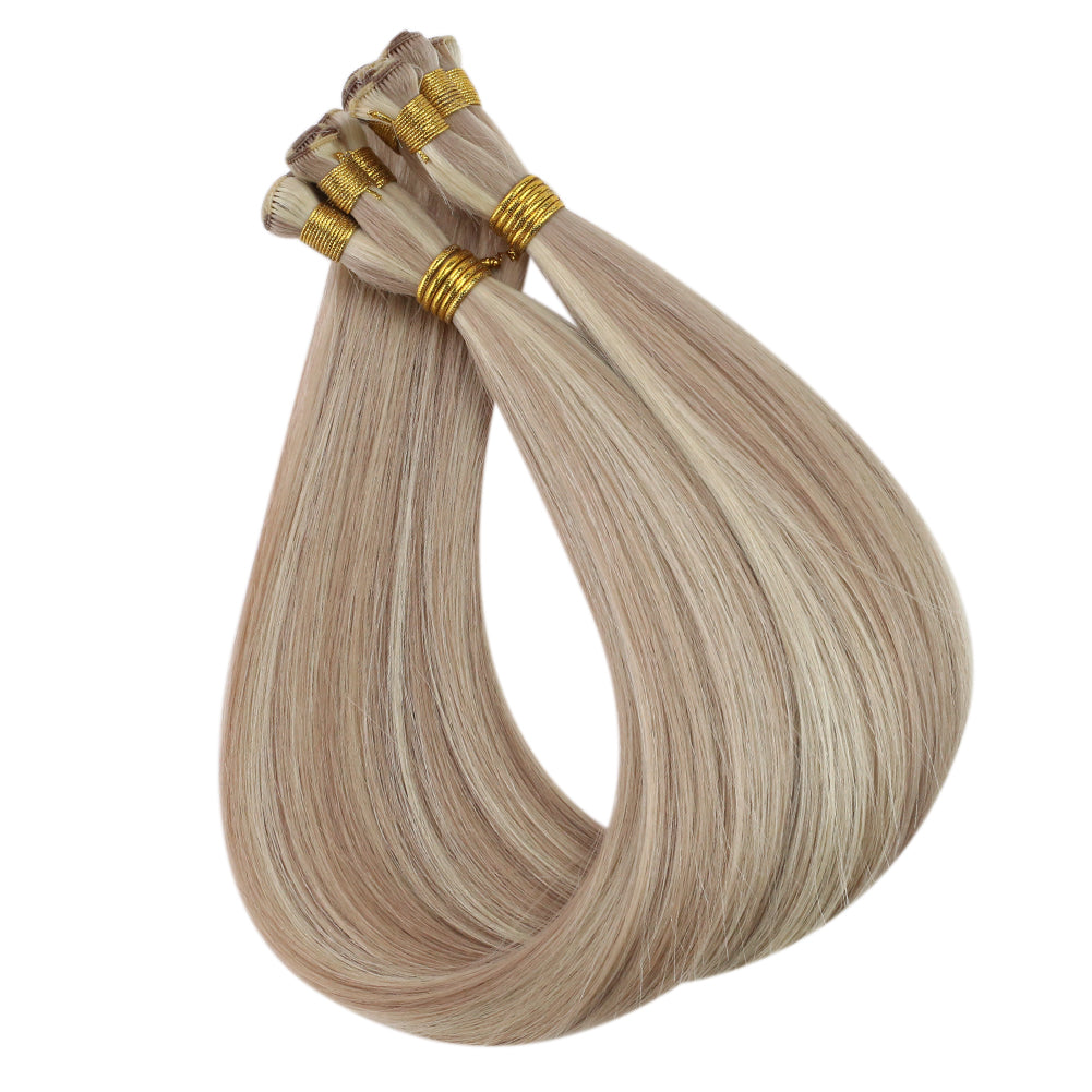 Fshine Handmade Virgin Hair Weft Highlight Color Ash Blonde With Bleach Blonde 100% Hair Sew In Weft Human Hair Bundles(#18/613) - FShine Shop