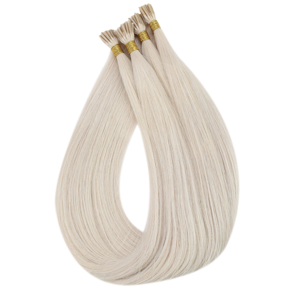 Fshine Virgin I Tip Real Human Hair 20g Hair Extensions White Blonde (#1000) - FShine Shop