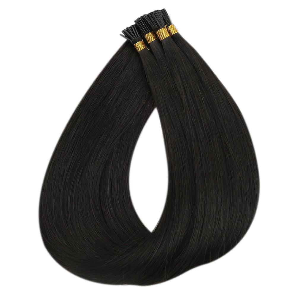Fshine Virgin I Tip Real Human Hair 20g Hair Extensions Off Black (#1B) - FShine Shop