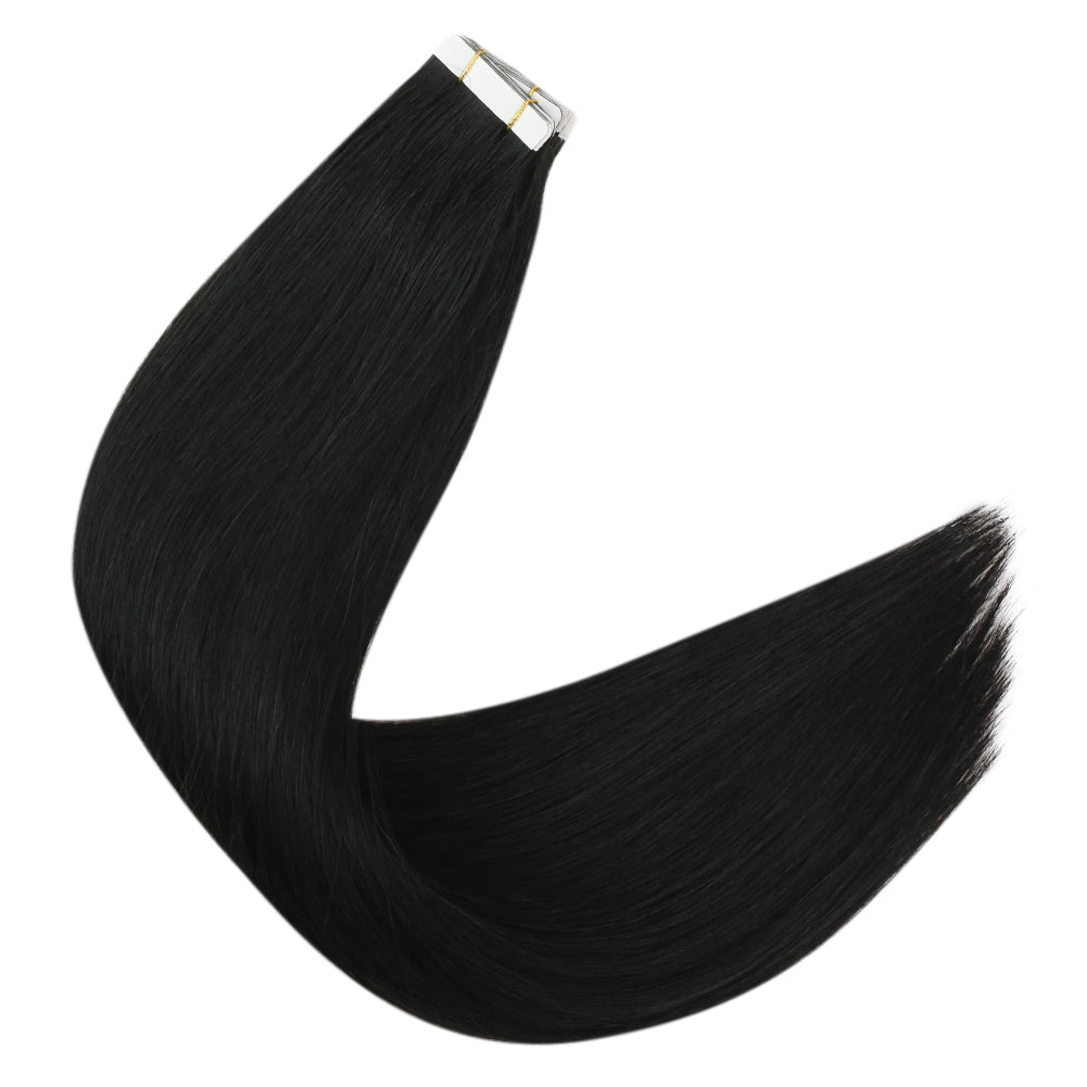 Up To 73% Off Virgin Hair Tape in Hair Solid Color Jet Black (#1) - FShine Shop