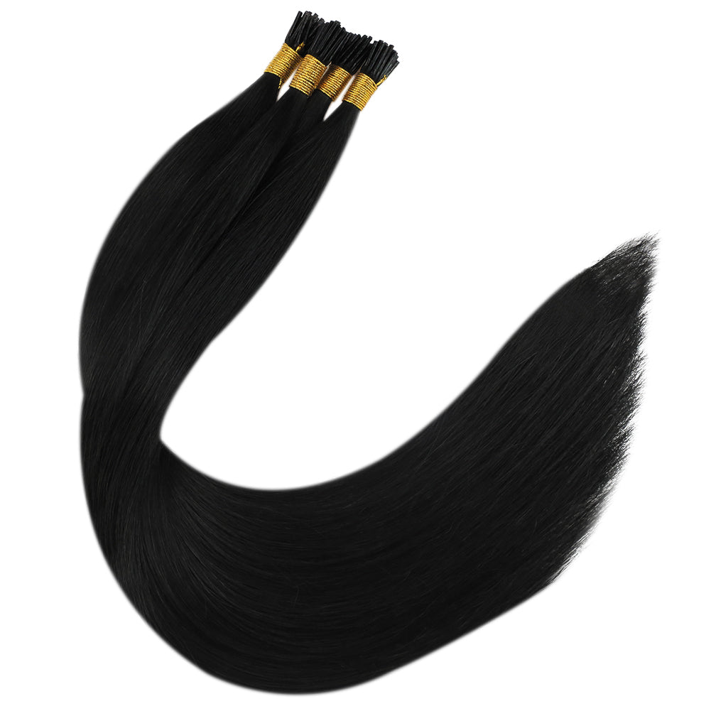 Fshine Virgin I Tip Real Human Hair 20g Hair Extensions Jet Black (#1) - FShine Shop