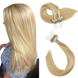 Micro Loop Hair Extensions Golden Blonde Highlight Medium Blonde #16P22