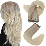 Fshine Sew in Weft 100% Remy Human Hair Bundle Balayage Blonde #18/22/60