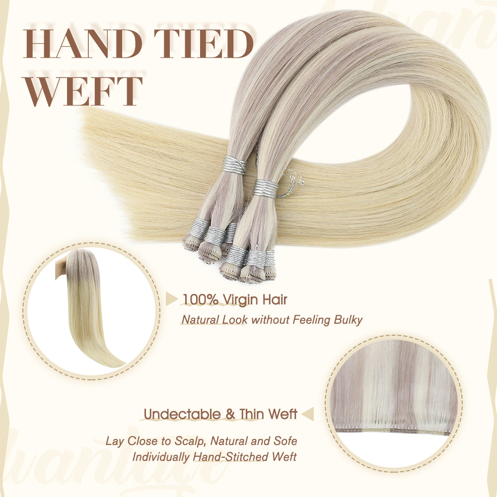 Fshine Virgin Hand Tied Weft Hair Balayage Color 100% Human Hair Bundles(#18/22/60) - FShine Shop