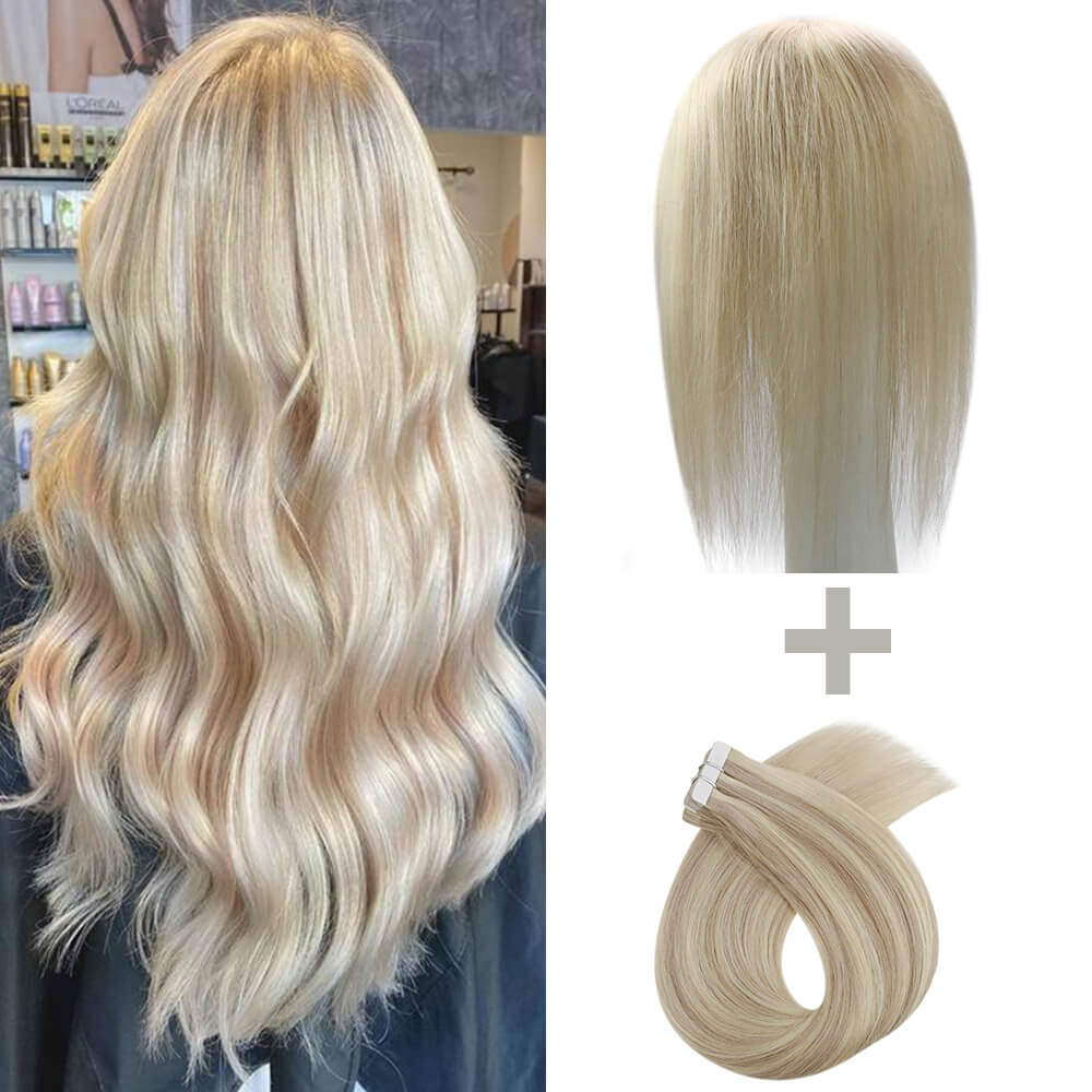 Lace Human Hair Toppers Wig Best Hairpieces For Women Hair Loss Highlight Color #18/613 (13cm*13cm) - FShine Shop