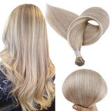 I Tip Hair Extensions Remy Pastel Highlight Blonde Hair Extensions (#18P613)
