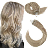 Micro Loop Hair Extensions Ash Blonde Highlight Bleach Blonde #18P613