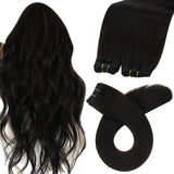 Fshine Virgin Weft Brazilian 100% Human Hair Sew In Bundles Straight 50Grams Off Black(#1B)