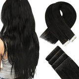 Fshine Seamless Injection Tape in Hair Extensions 100% Brazilian Virgin Hair Black Color (#1B)