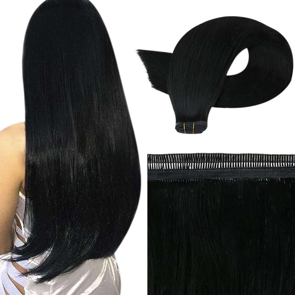 Fshine Virgin PU Sew In Hair Invisible 100% Remy Human Hair Weft Bundles Pure Color #1 - FShine Shop