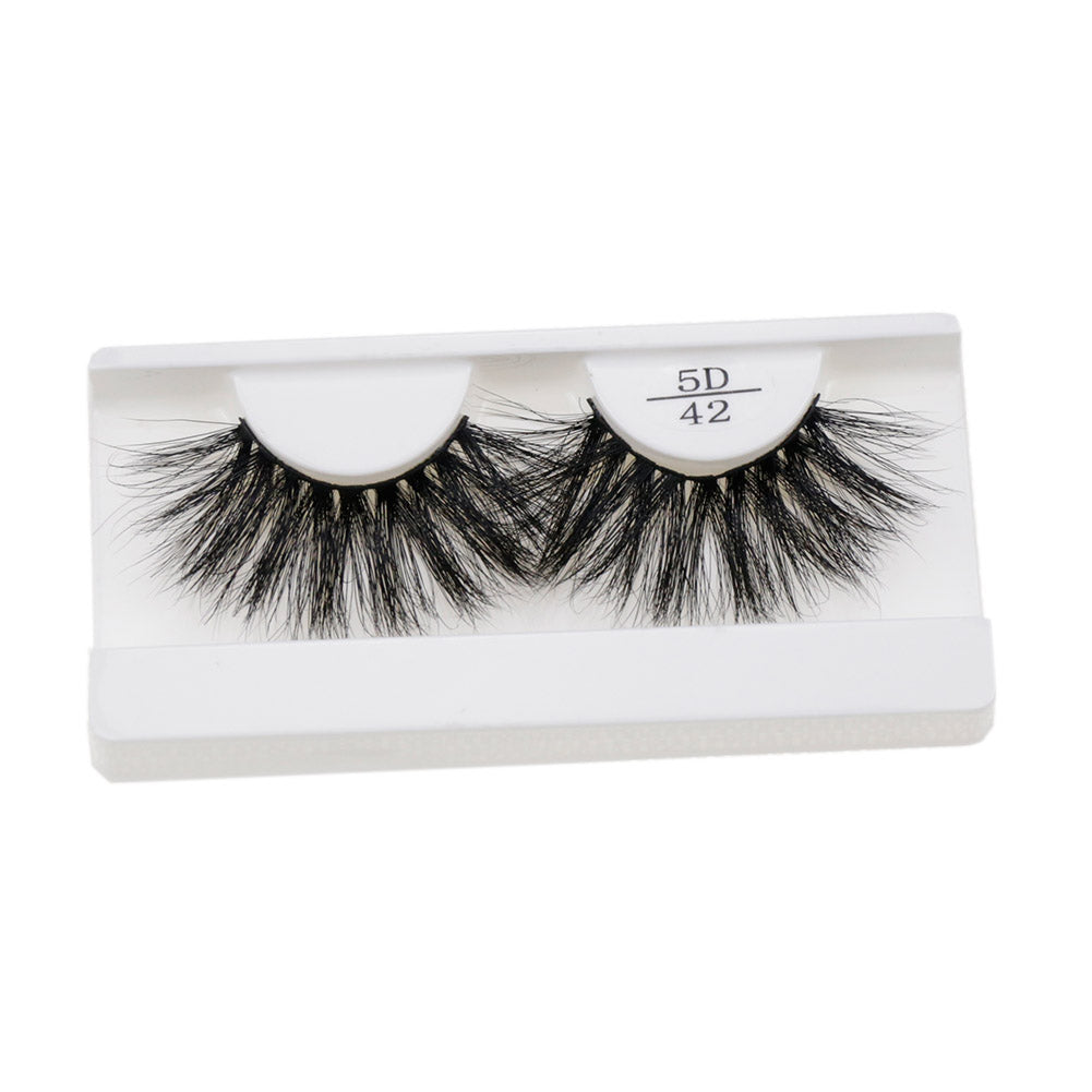 Handmade Mink Eyelashes Natural Soft Curl 5D Eye Makeup Fashion Eyelashes 1 Pair #42 - FShine Shop