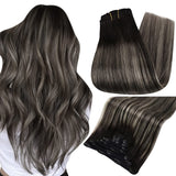 FShine Lace Clip In Hair Extensions Clip in Hair Extensions #1B