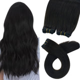 Fshine Virgin Weft Brazilian 100% Human Hair Sew In Bundles Straight 50Grams Jet Black (#1)