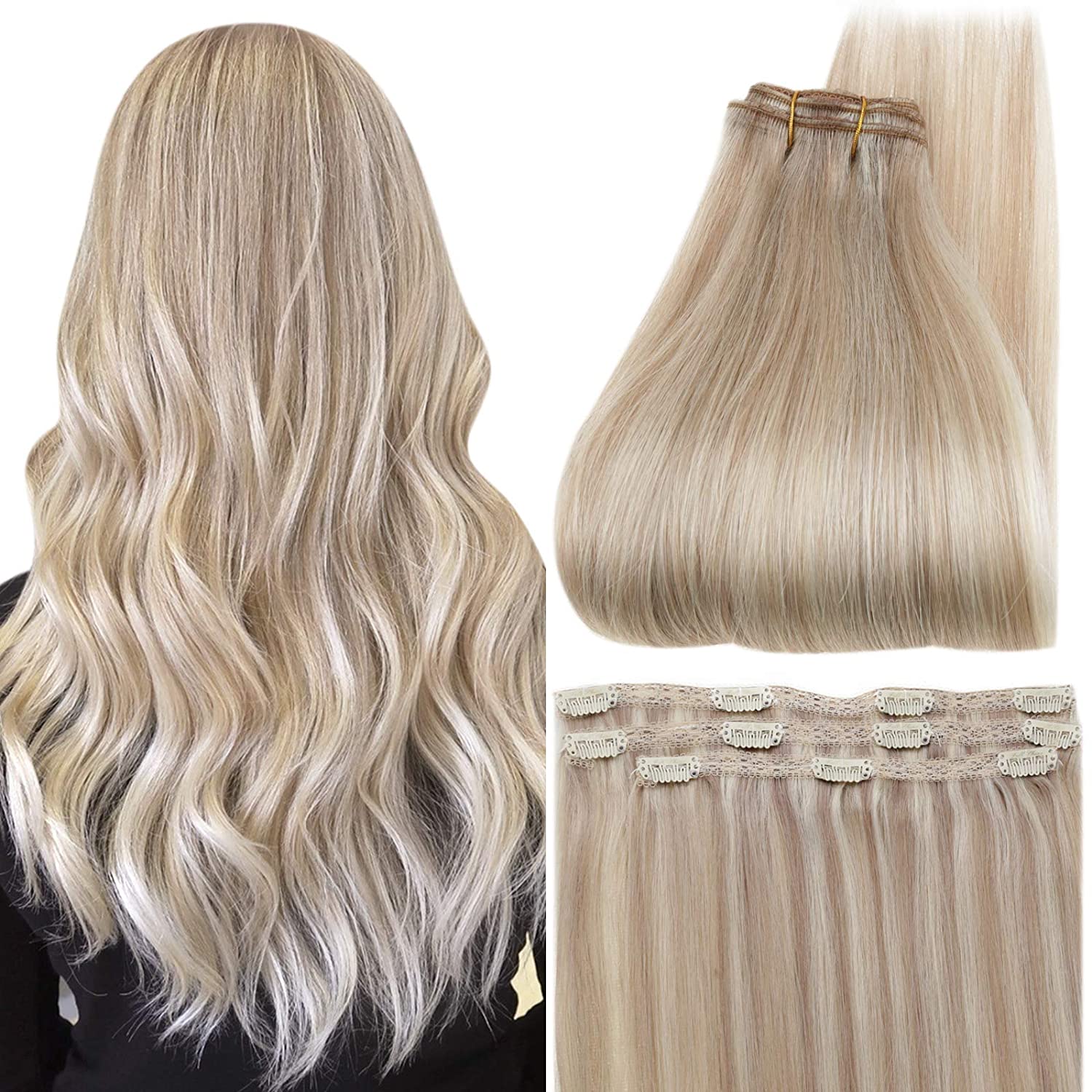 FShine Lace Clip In Hair Extensions Clip in Hair Extensions #18P613 - FShine Shop