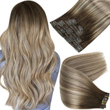FShine PU Clip In Hair Extensions Clip in Hair Extensions #3/8/22