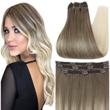 FShine PU Clip In Hair Extensions Clip in Hair Extensions #8/60
