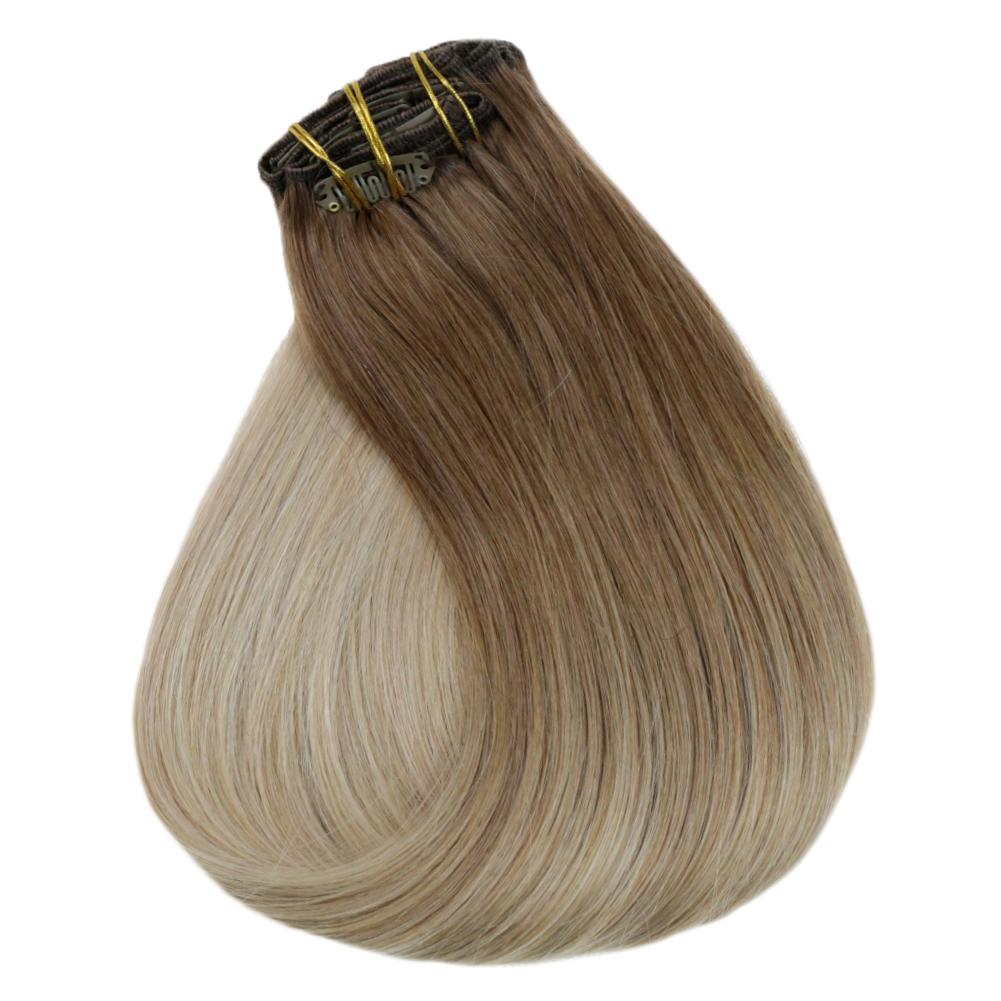Clip in Extensions 100% Remy Human Hair 10 Pieces Balayage (10/14) - FShine Shop