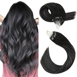 Micro Ring Hair Extensions Black with Silver Color #1b/silver/1b