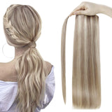 Ponytail 100% Remy Human Hair Extensions Highlighted Blonde(#18P613)