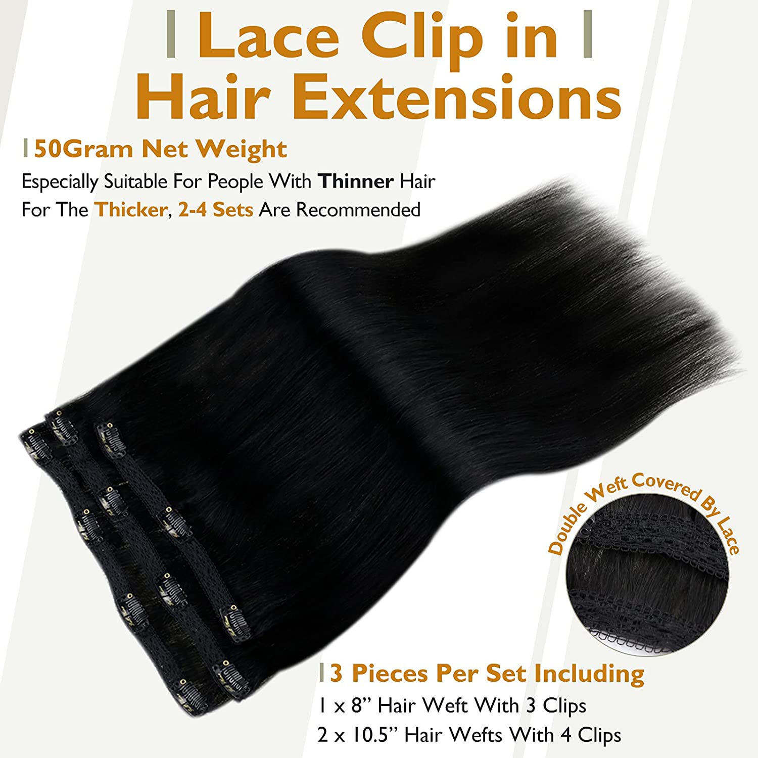 FShine Lace Clip In Hair Extensions Clip in Hair Extensions #1 - FShine Shop