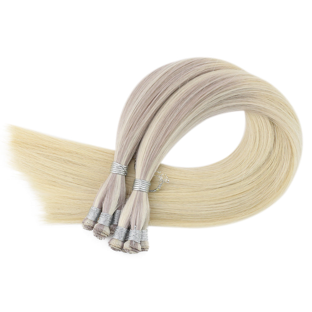 Fshine Handmade Virgin Hair Weft Balayage Color 100% Hair Sew In Weft Human Hair Bundles(#18/22/60) - FShine Shop