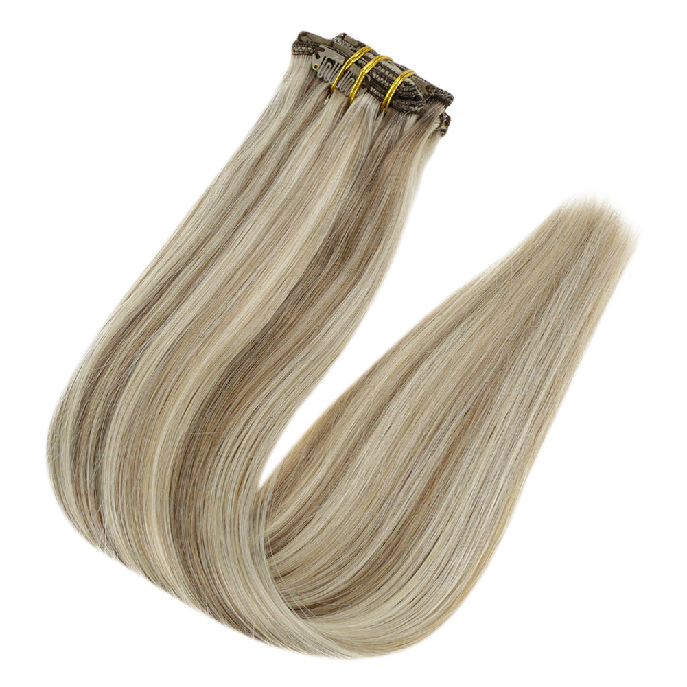 Fshine Clip in Extensions 100% Remy Human Hair 7pcs Highlight #8P/60 - FShine Shop