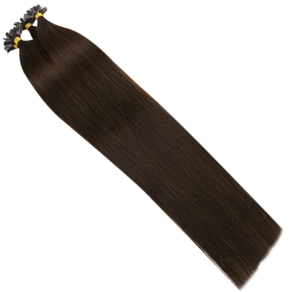 Fshine Virgin U Tip Human Hair Extensions Brazilian Keratin Fusion Nail Hair Medium Brown (#4) - FShine Shop