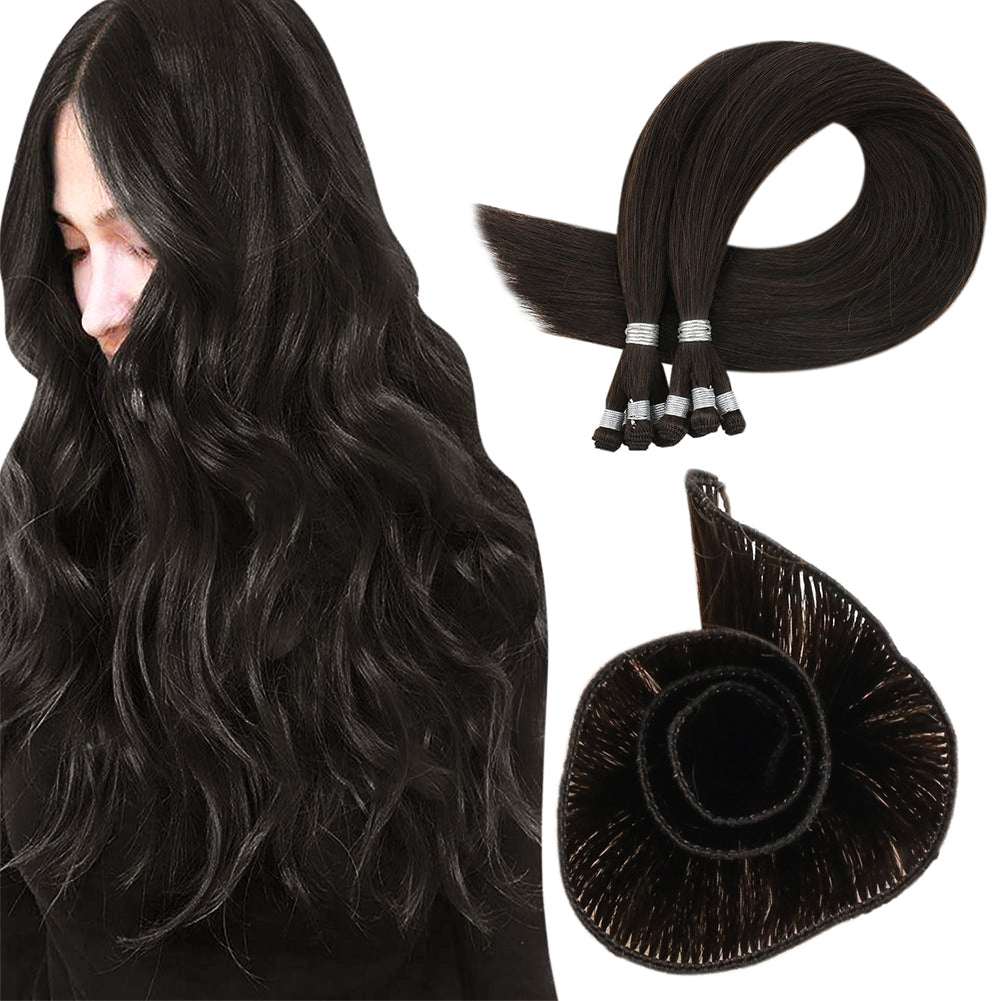 Fshine Handmade Virgin Hair Weft Solid Color Darkest Brown 100% Hair Sew In Weft Human Hair Bundles(#2) - FShine Shop