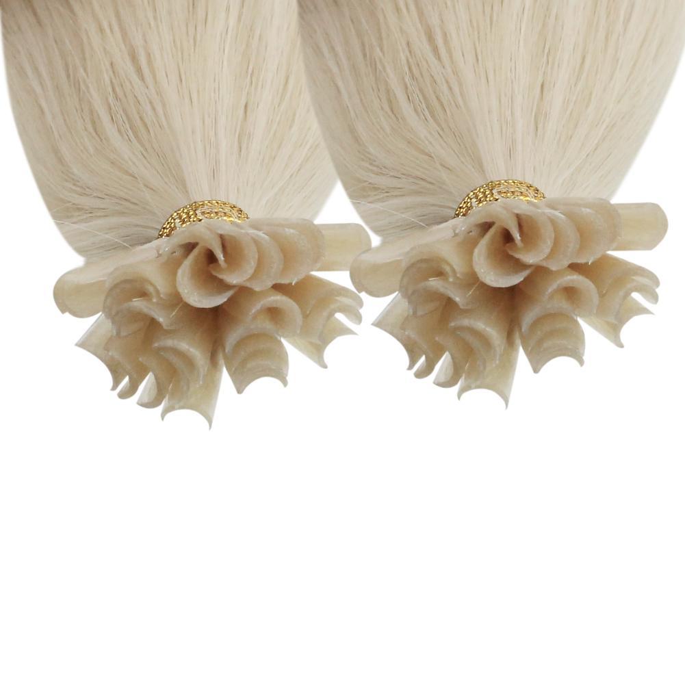 Fshine Virgin U Tip Human Hair Extensions Brazilian Keratin Fusion Nail Hair White Blonde (#1000) - FShine Shop