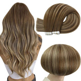 Clearance! Fshine Virgin Hair Tape in Hair Extensions Balayage Highlights #4/27/4
