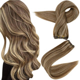 Fshine Sew in Weft 100% Remy Human Hair Highlights #4/27