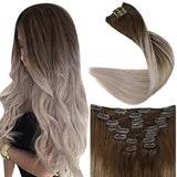 Up To 73% Off Clip in Extensions 100% Remy Human Hair Balayage Color (4/18)