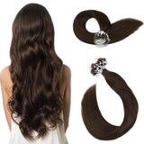 Micro Loop Hair Extensions Pure Medium Brown Color #4