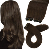 Virgin Weft Brazilian 100% Human Hair Sew In Bundles Straight 50Grams Color #4 Chocolate Brown (#4)