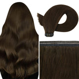 Fshine Virgin Flat Silk Weft Invisible 100% Human Hair Weft Bundles Pure Color #4
