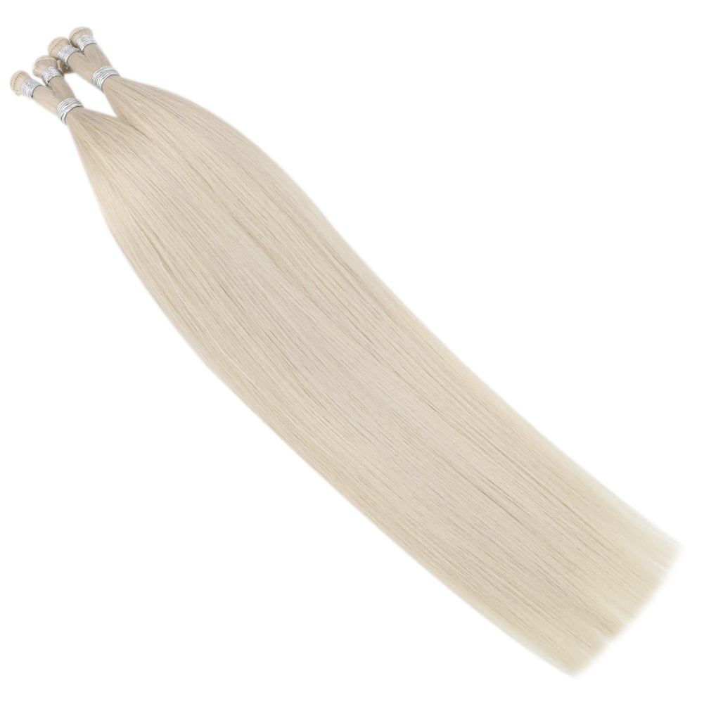 Fshine Handmade Virgin Hair Weft Solid Color White Blonde 100% Hair Sew In Weft Human Hair Bundles(#1000) 