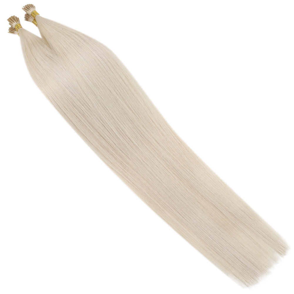 Fshine Virgin I Tip Real Human Hair 20g Hair Extensions White Blonde (#1000) - FShine Shop