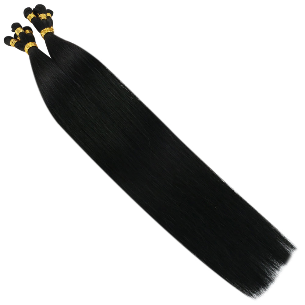 Fshine Handmade Virgin Hair Weft Solid Color Jet Black 100% Hair Sew In Weft Human Hair Bundles(#1) - FShine Shop