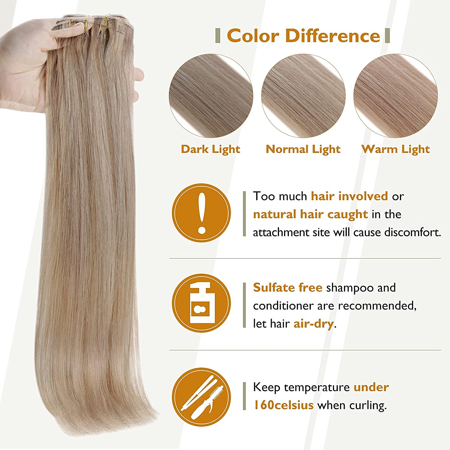 FShine Lace Clip In Hair Extensions Clip in Hair Extensions #18P613 - FShine Shop