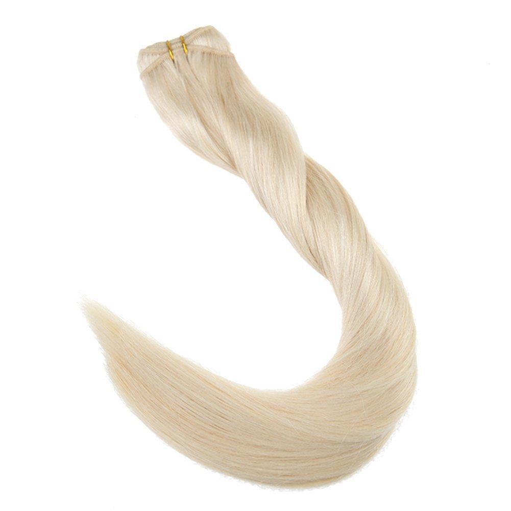 Fshine Virgin Weft Brazilian 100% Human Hair Sew In Bundles Straight 50Grams Color #60 Plautinum Blonde (#60) - FShine Shop
